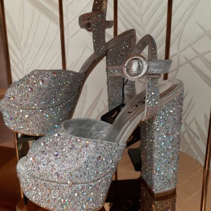 Дамски официални сандали на висок ток Yoncy сребристи