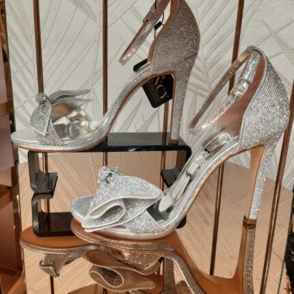 Дамски официални сандали на висок ток Yoncy сребристи