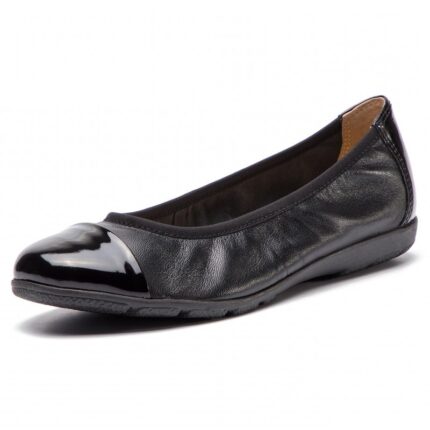 Дамски равни обувки пантофки от естествена кожа Caprice черни