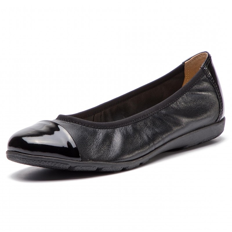 Дамски равни обувки пантофки от естествена кожа Caprice черни