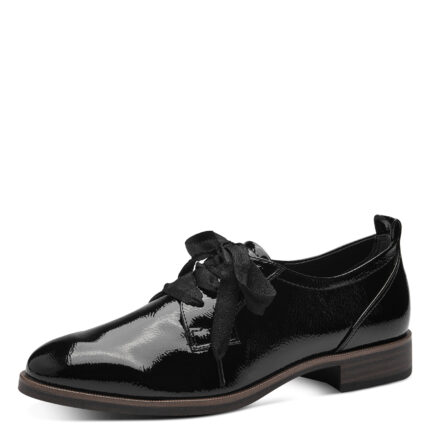 Дамски равни обувки Tamaris мемори пяна  ANTISLIDE черен лак