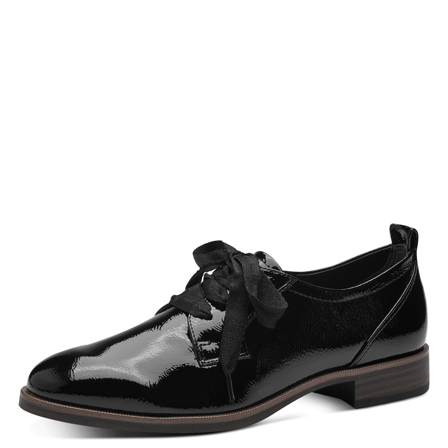 Дамски равни обувки Tamaris мемори пяна  ANTISLIDE черен лак