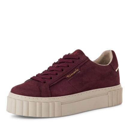 Дамски спортни обувки естествена кожа Tamaris мемори пяна бордо