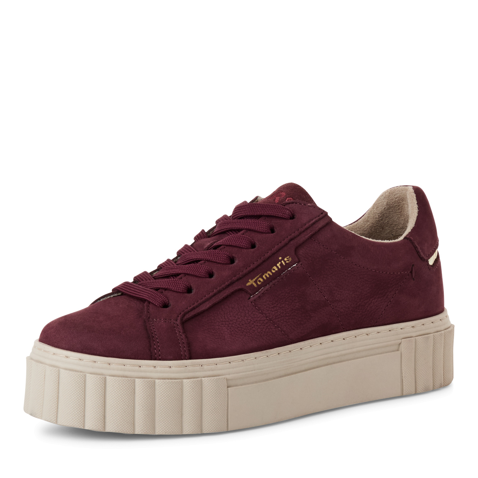 Дамски спортни обувки естествена кожа Tamaris мемори пяна бордо