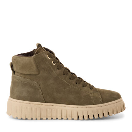 Дамски боти на ток Tamaris Comfort Lining естествена кожа зелени