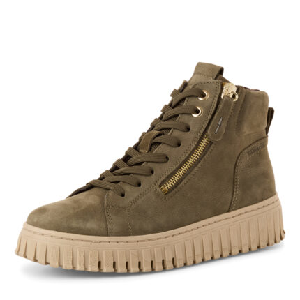 Дамски боти на ток Tamaris Comfort Lining естествена кожа зелени