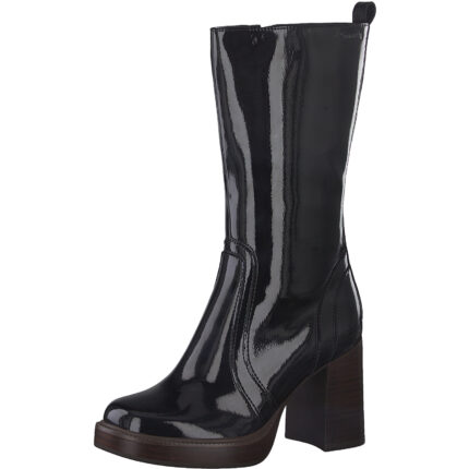 Дамски ботуши на ток Tamaris черен лак