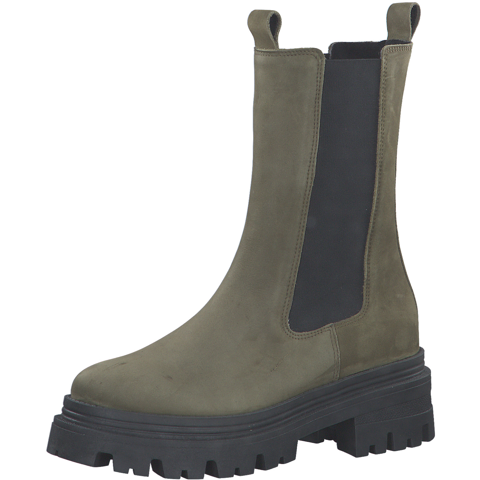 Дамски къси ботуши Tamaris естествена кожа зелени COMFORT-Lining