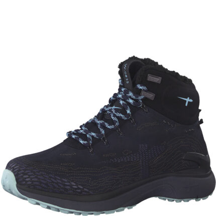 Дамски ежедневни боти с връзки Tamaris  Gore-Tex естествена кожа сини