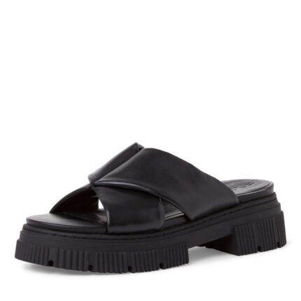 Дамски кожени чехли Tamaris черни