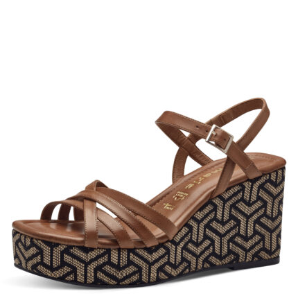 Дамски сандали Tamaris eстествена кожа Touch it Antislide  кафяви