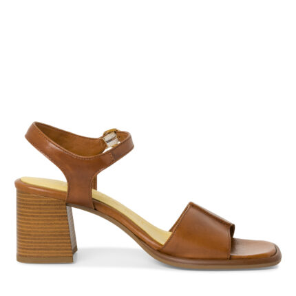 Дамски сандали на ток Tamaris естествена кожа Touch it кафяви