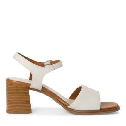 Дамски сандали на ток Tamaris естествена кожа Touch it слонова кост