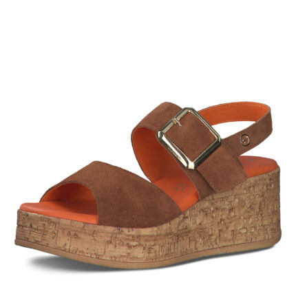 Дамски сандали Tamaris естествена кожа Touch it кафяви