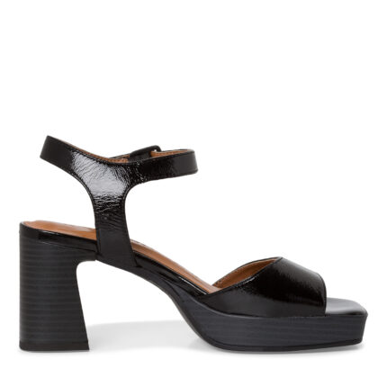 Дамски сандали на ток Tamaris естествена кожа Touch it черни