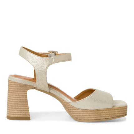 Дамски сандали на ток Tamaris естествена кожа Touch it слонова кост