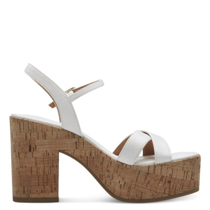 Дамски сандали на ток Tamaris Touch it бели