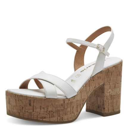 Дамски сандали на ток Tamaris Touch it бели