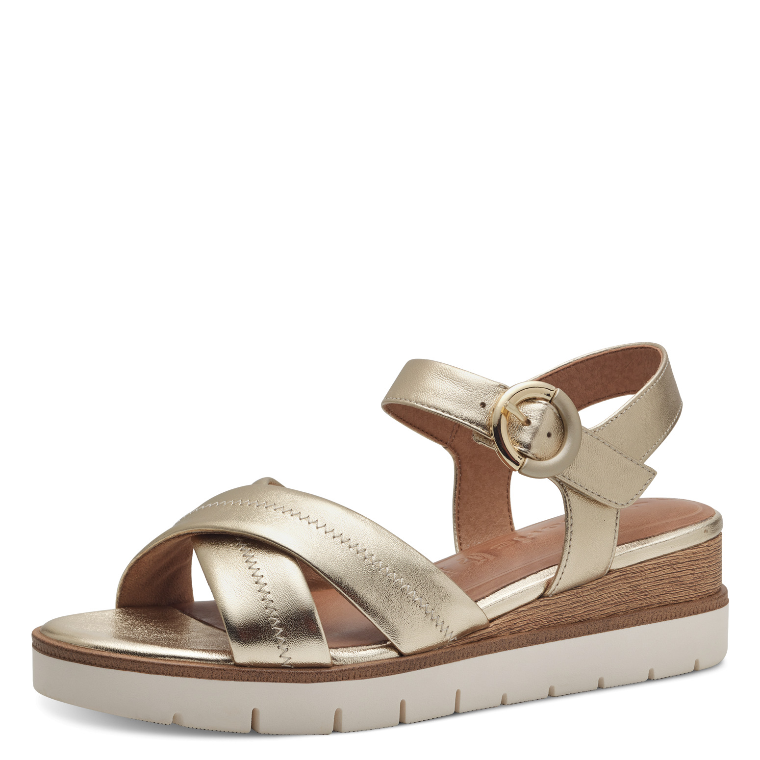 Дамски сандали Tamaris eстественa кожа златисти