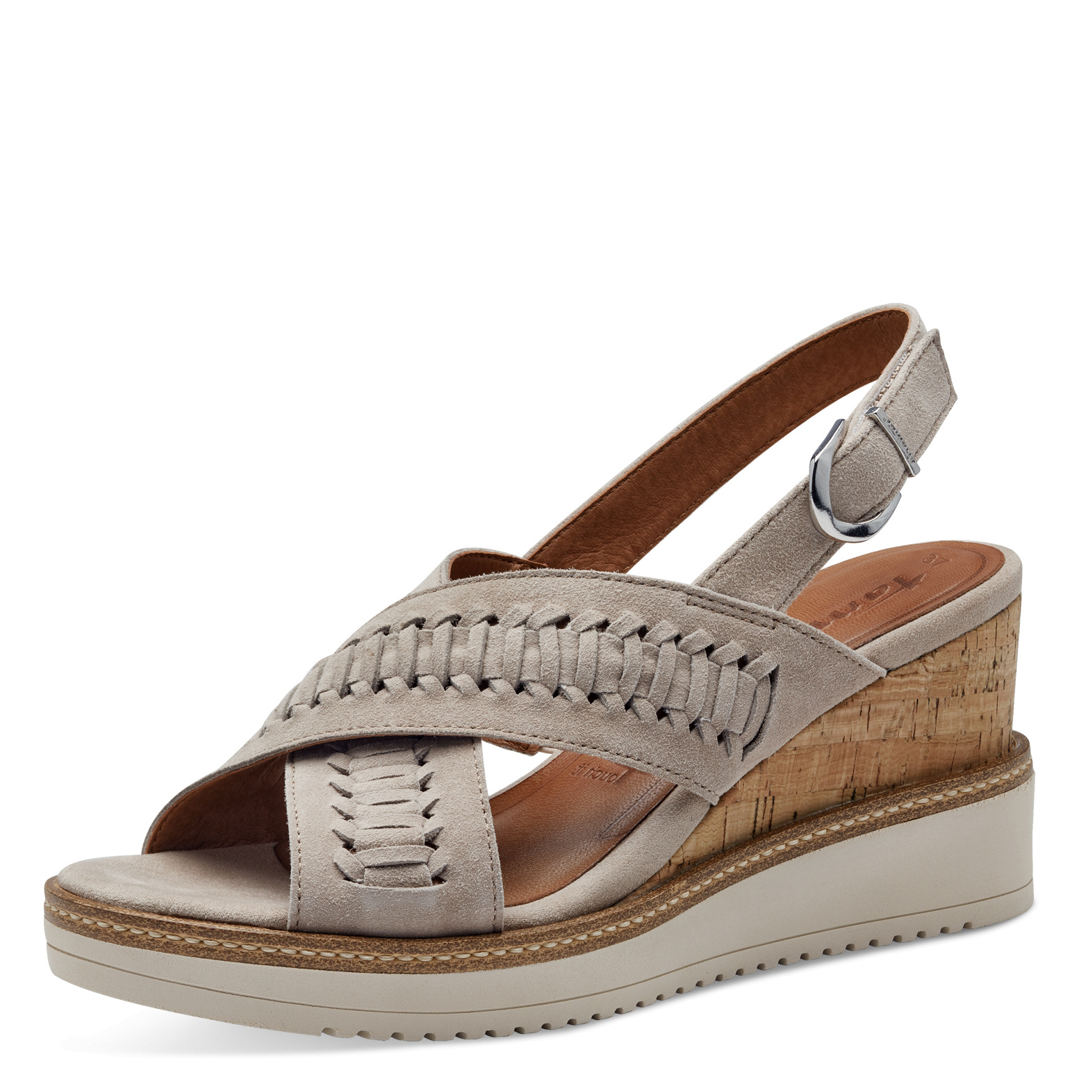 Дамски сандали Tamaris естествен велур Touch it сиви