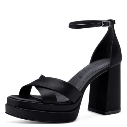 Дамски сандали на ток Tamaris Touch It®  черен сатен