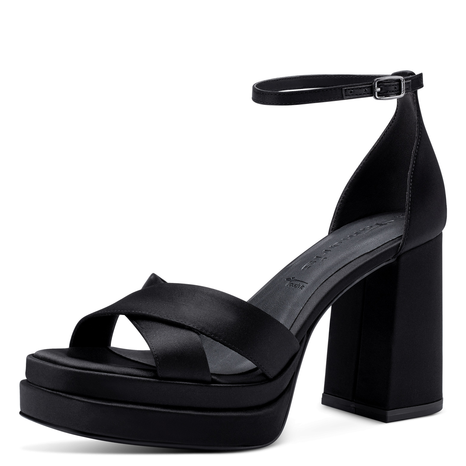 Дамски сандали на ток Tamaris Touch It®  черен сатен