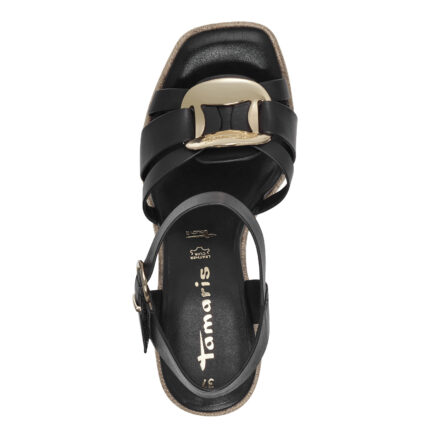 Дамски сандали Tamaris eстествена кожа Touch it ANTISLIDE черни