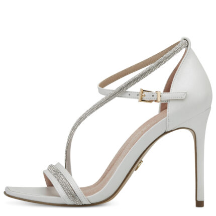 Дамски елегантни сандали  на ток Tamaris Heart and Sole естествена кожа   бели