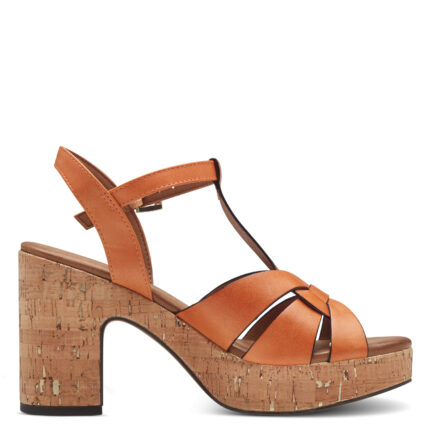 Дамски сандали на ток Marco Tozzi Feel Mе оранжеви