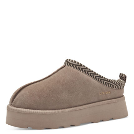 Дамски чехли S.Oliver естествен велур бежови