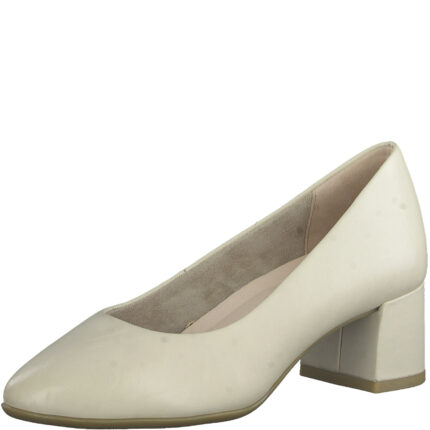 Дамски обувки на среден ток Tamaris естествена кожа слонова кост