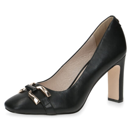 Дамски обувки на висок ток естествена кожа Caprice Premium черни