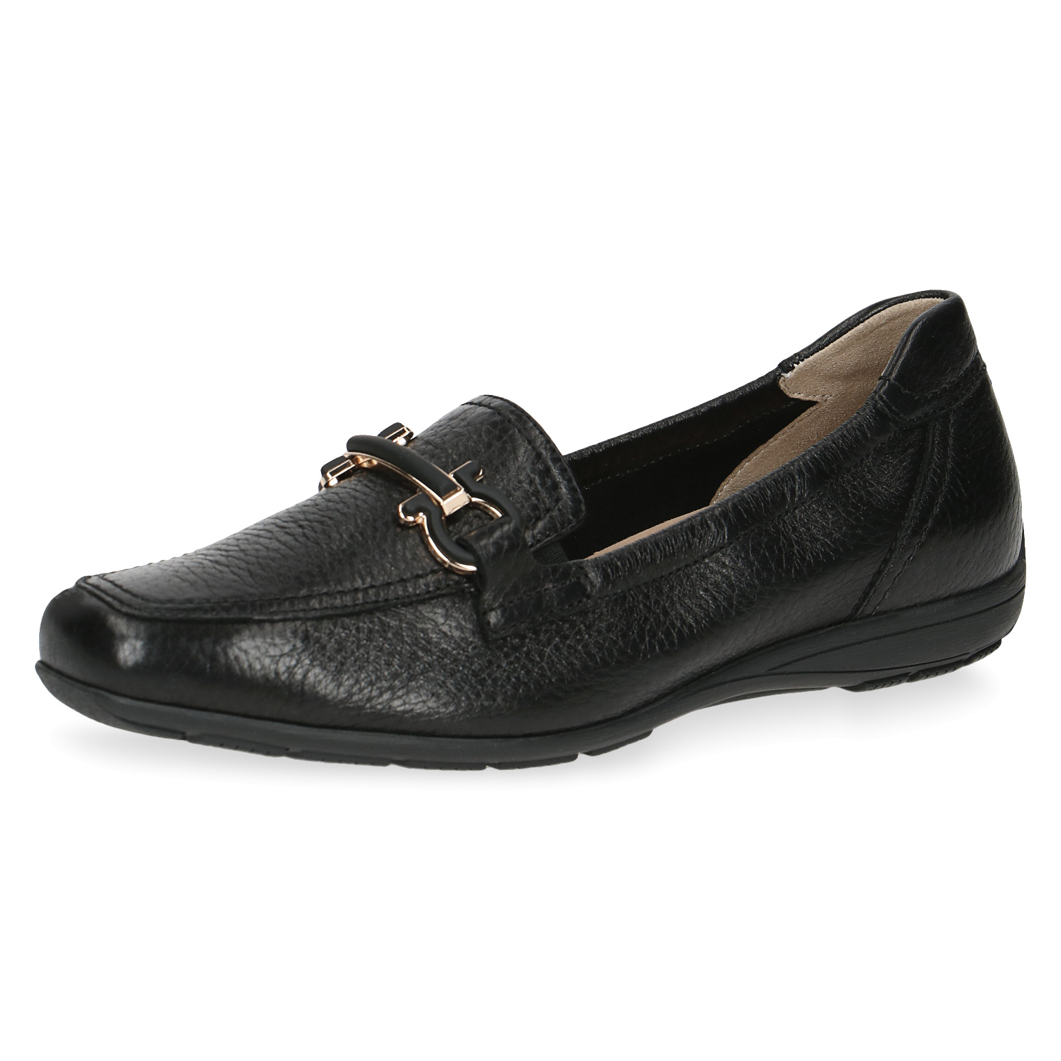 Дамски равни обувки балерина Caprice еленска кожа черни