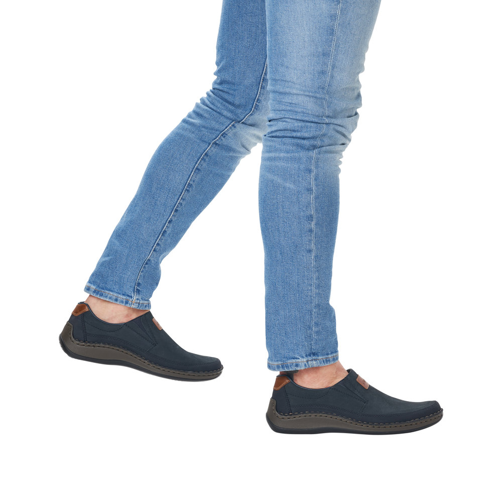 Мъжки ежедневни обувки без връзки Rieker 05271-14 ширина H сини