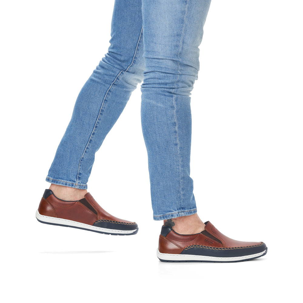 Мъжки ежедневни обувки без връзки Rieker 08853-24  естествена кожа кафяви