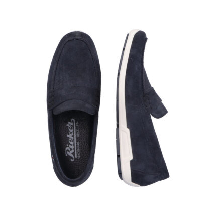 Мъжки ежедневни обувки без връзки Rieker 09050-14  естествена кожа сини