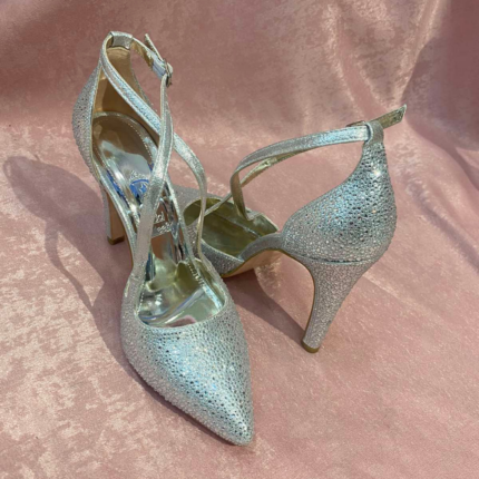 Дамски официални обувки с каишки Yoncy сребристи