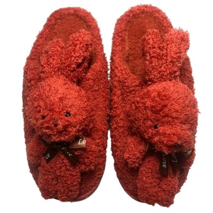 Дамски домашни чехли Kompass "зайчета" червени
