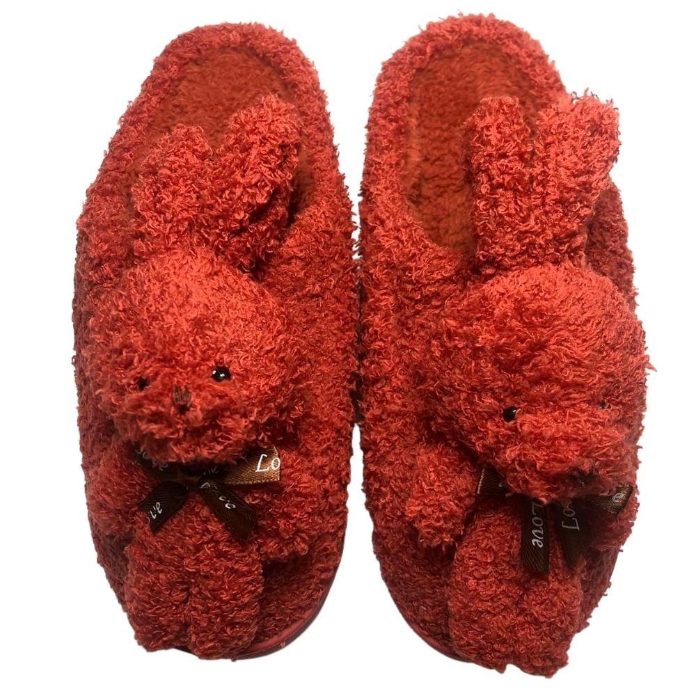 Дамски домашни чехли Kompass "зайчета" червени