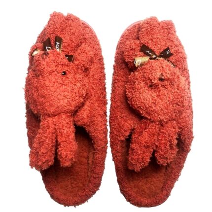Дамски домашни чехли Kompass "зайчета" червени