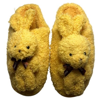 Дамски домашни чехли Kompass "зайчета" жълти