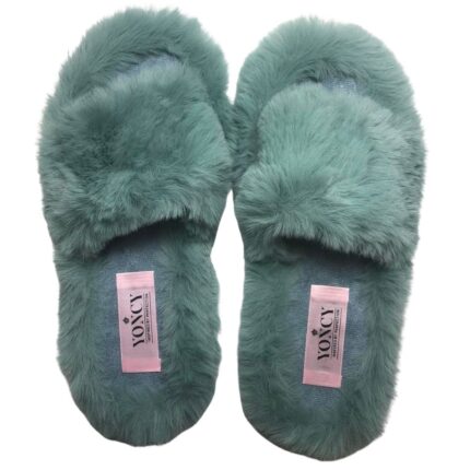 Дамски чехли с пух Yoncy светло сини