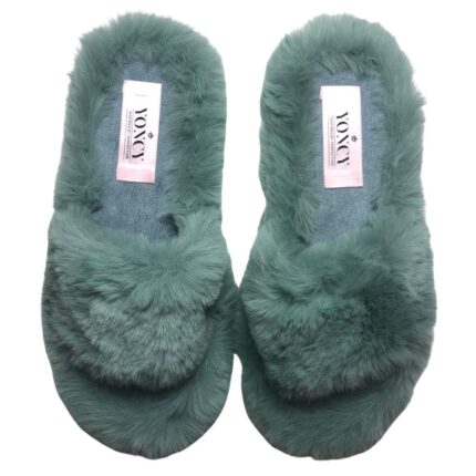 Дамски чехли с пух Yoncy светло сини