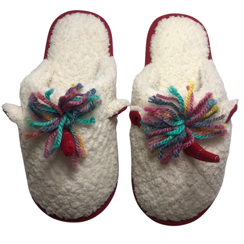 Дамски домашни чехли Kompass бели еднорог