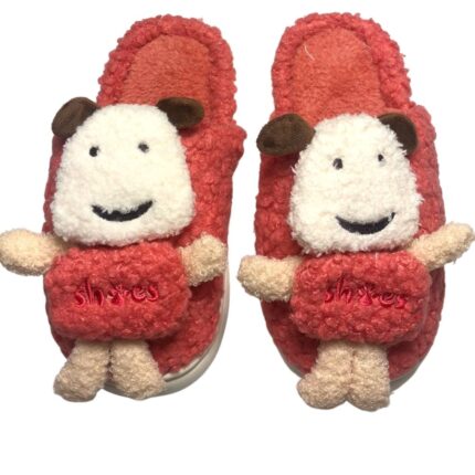 Дамски домашни чехли Kompass "кукла" червени