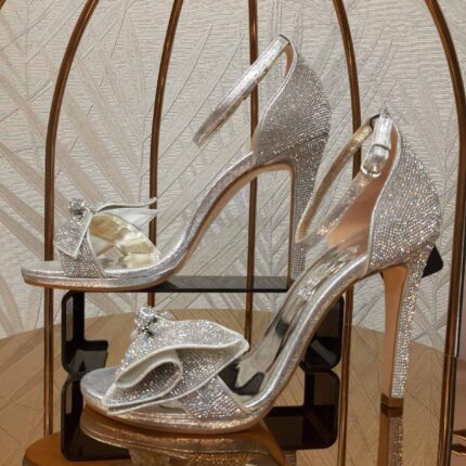Дамски официални сандали на висок ток Yoncy сребристи