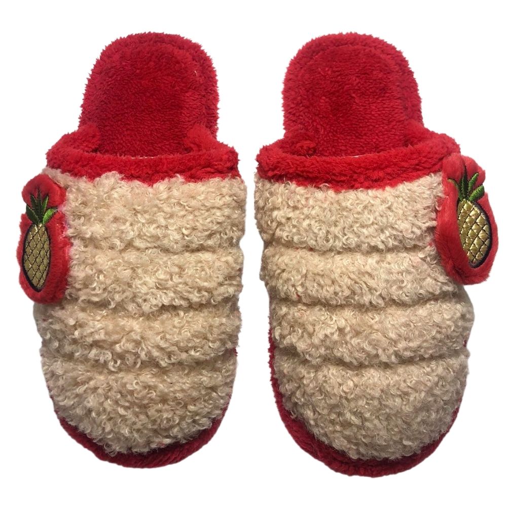 Дамски домашни чехли Kompass "ананас" червени