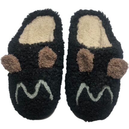 Дамски меки домашни чехли Kompass черни BD654