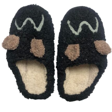 Дамски меки домашни чехли Kompass черни BD654