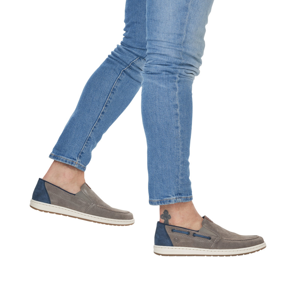 Мъжки мокасини от естествена кожа Rieker ANTISTRESS сиви 18266-42